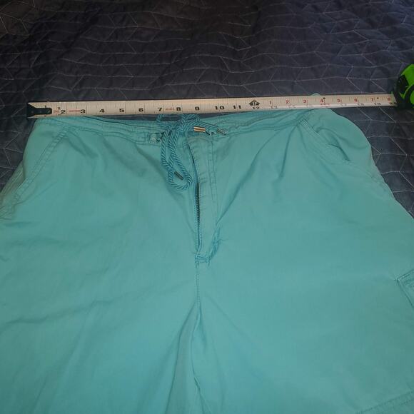 Vintage White Stag 90s Teal Blue Cargo Shorts 31 x6 High Waist Tie front Utility - Picture 4 of 7